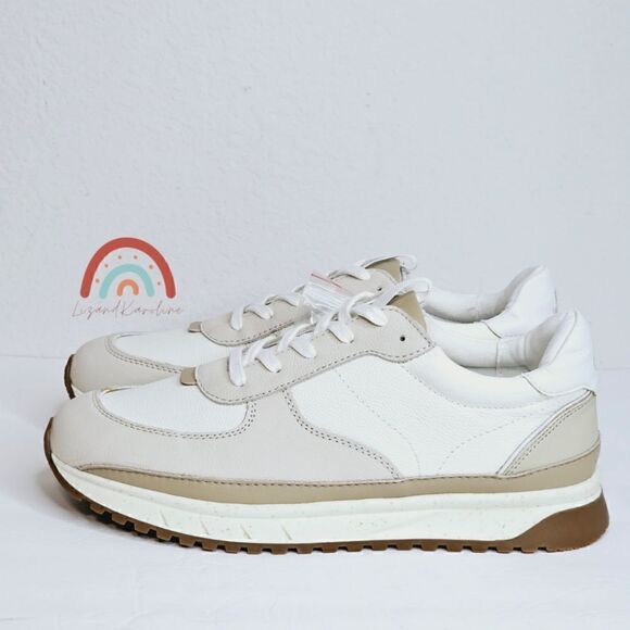 New! Madewell Kickoff Trainer Sneakers Leather Antique Cream Platform Shoes - Picture 6 of 16